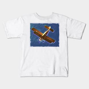 Double-wing plane in flight Kids T-Shirt